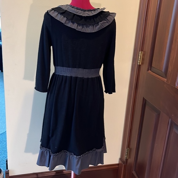 Forla Paris designer Ruffle dress Black Gray Light Knit size small - Picture 8 of 8